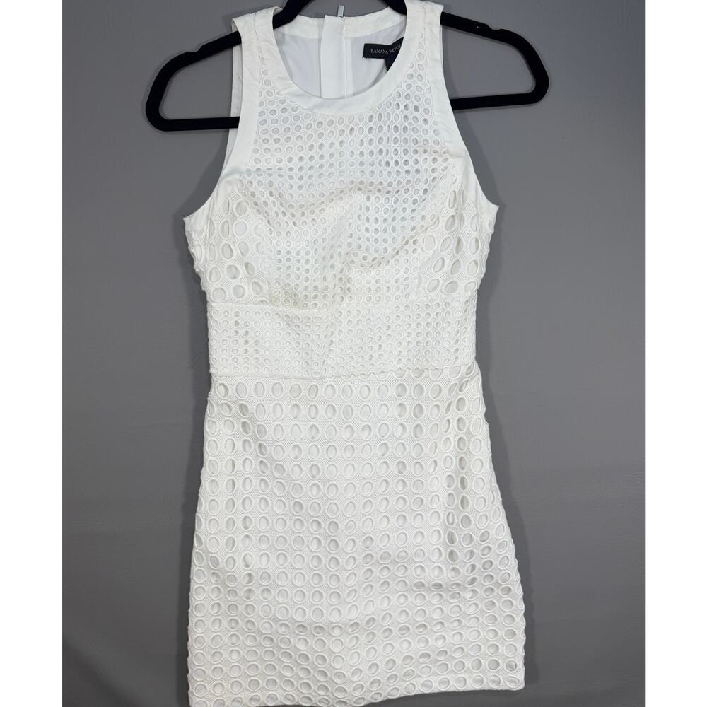Banana Republic Womens Sz 0 White Eyelet Lace Sheath Dress NWT
